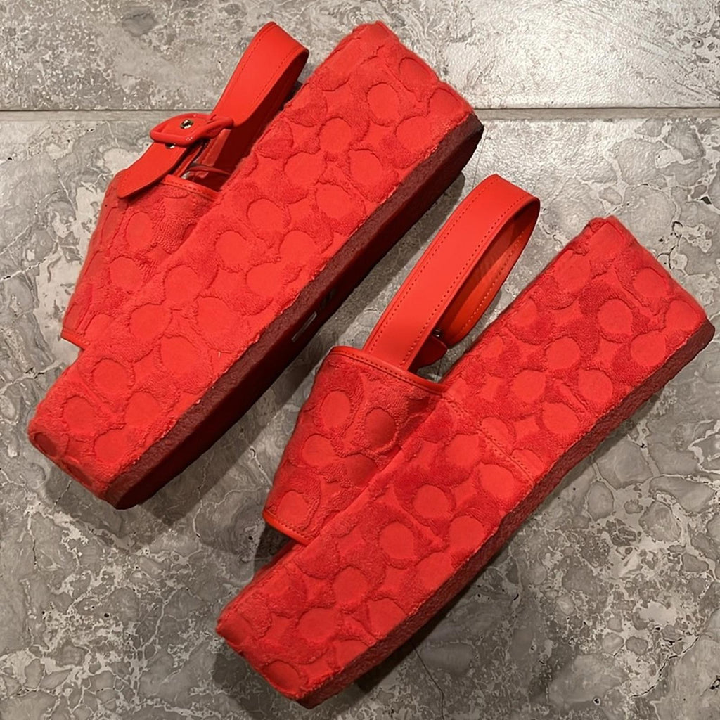 COACH Noelle Terry Cloth Sandal, Red Orange Size 11 Comes in Box - SOLD OUT!