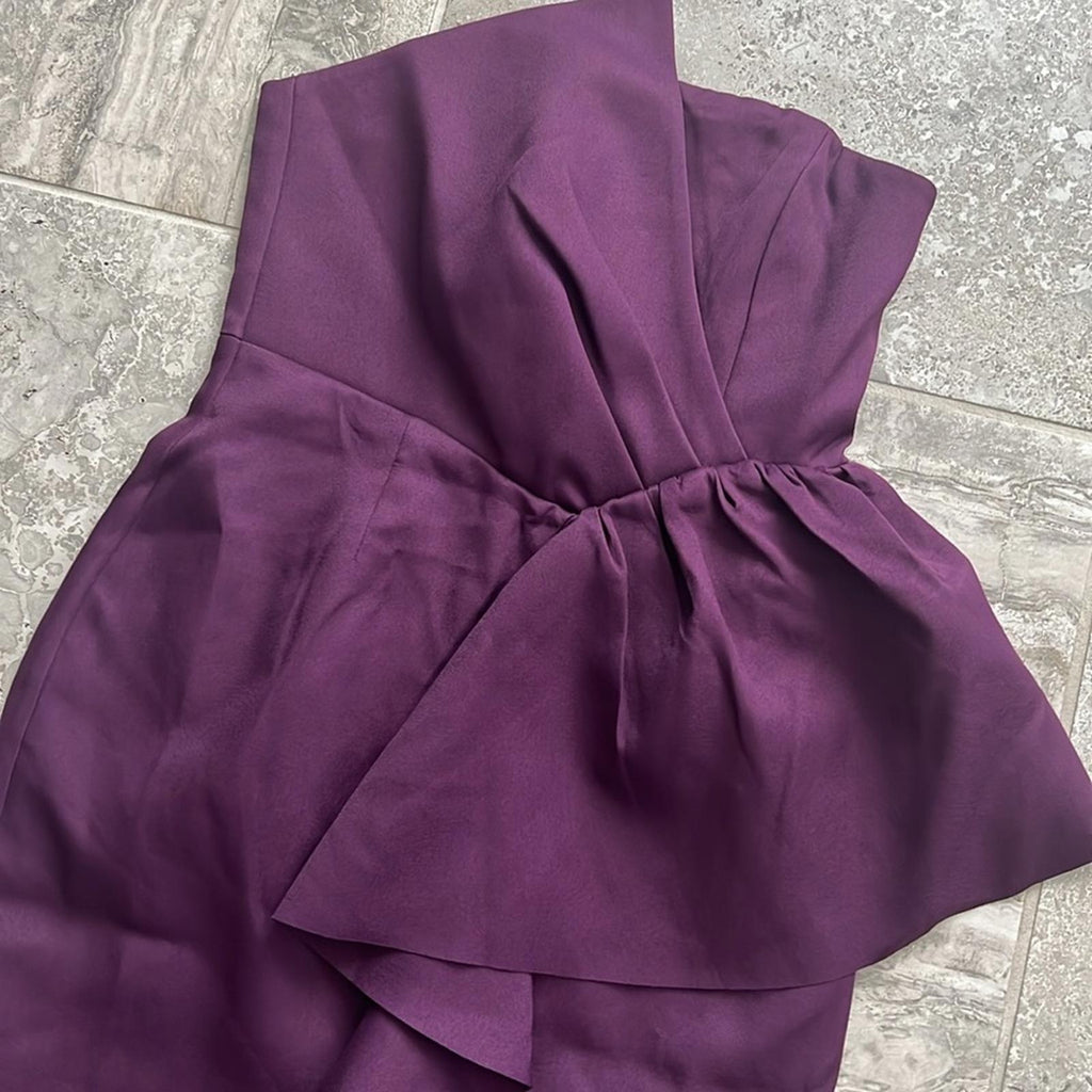 NEW Elliatt Reception Cascade Ruffle Strapless Dress in Purple, Size L $170