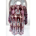 NEW Johnny Was ‘Mali’ Silk & Velvet Tunic, Red Size XS New w/Tag Retail $375