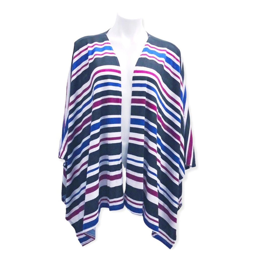 Travel Elements Striped Cardigan, Poncho Knit Sweater Size L New w/Tag