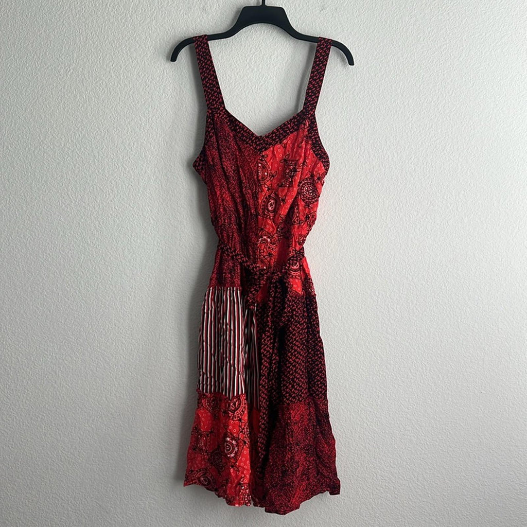 Lane Bryant Red Patchwork Print Midi Dress w/Belt, NWT, Size 14