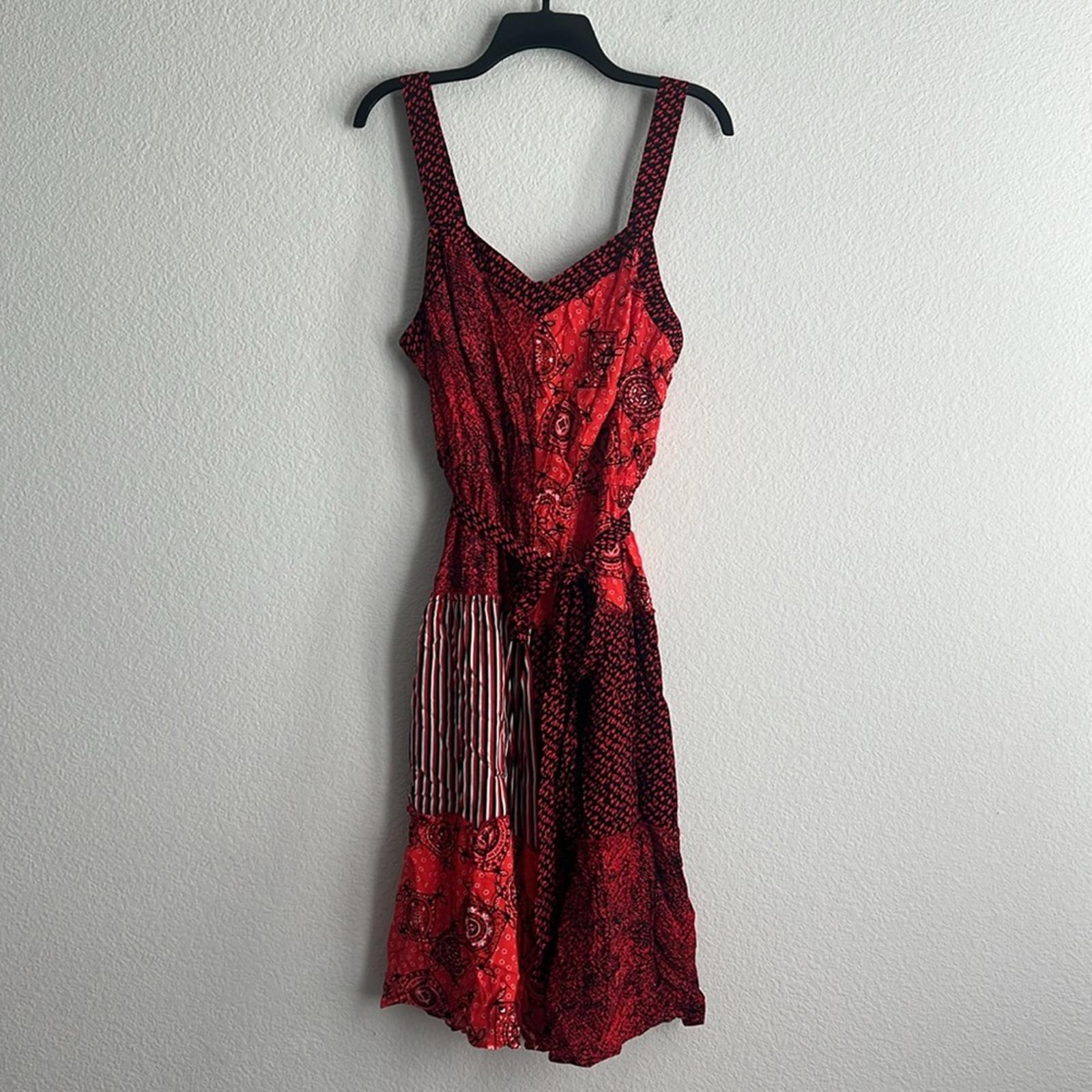 Lane Bryant Red Patchwork Print Midi Dress w/Belt, NWT, Size 14