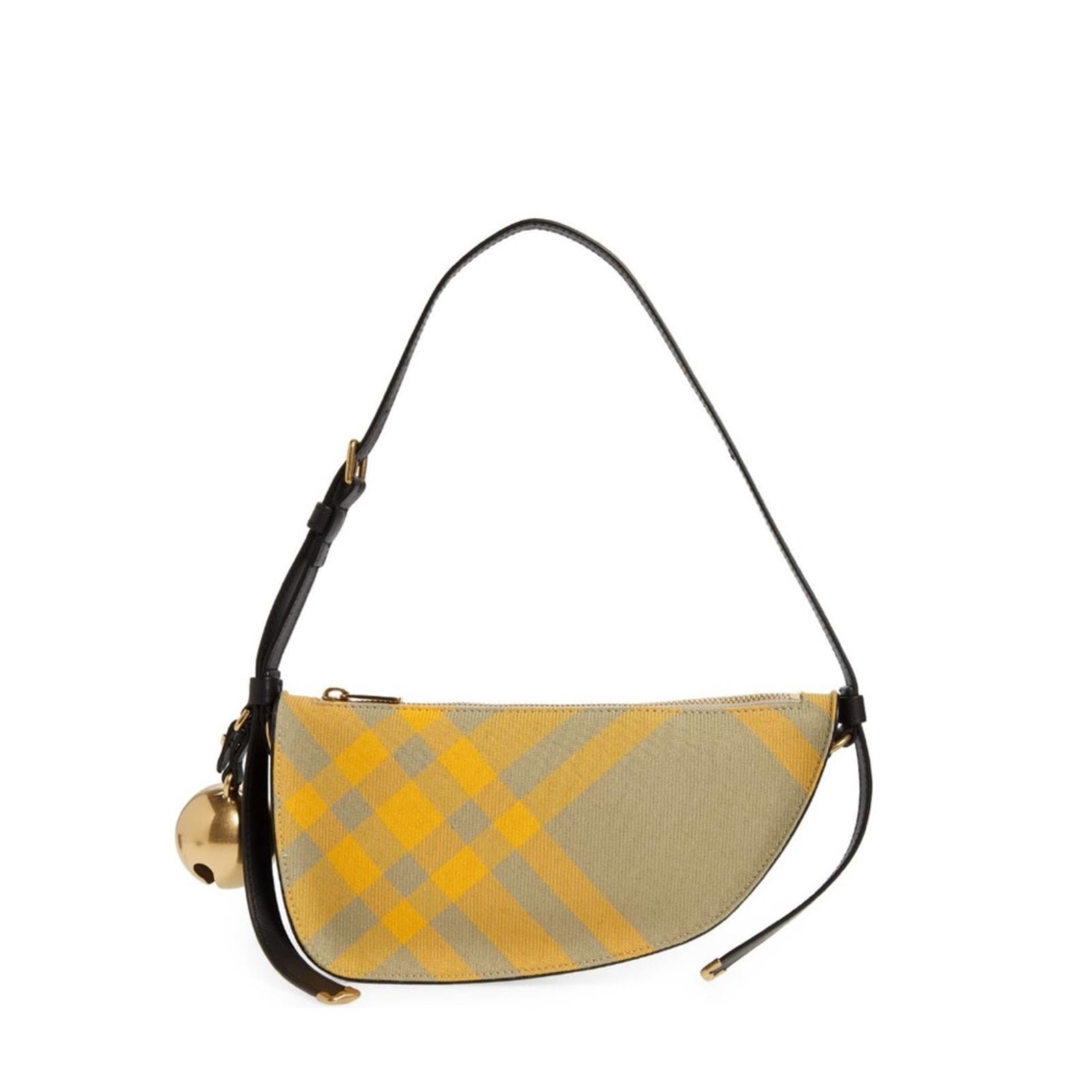 New BURBERRY Mini Shield Check Sling Shoulder Bag, Hunter Ip Check, New w/Tag
