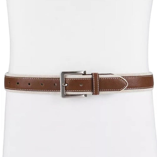Club Room Men's 35mm Leather Overlay Belt, Size Small New with Tag