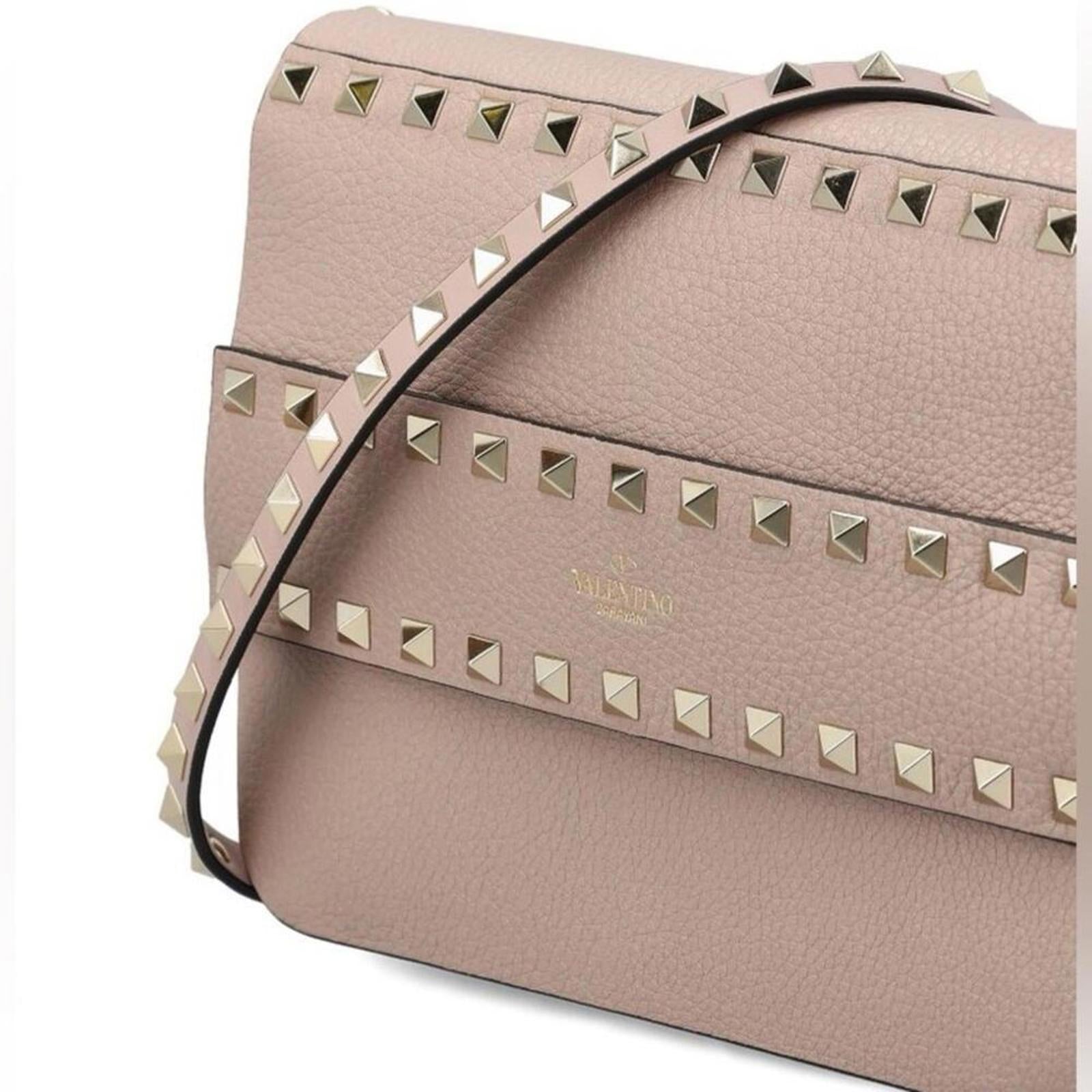 Valentino Garavani Rockstud Leather Crossbody Mauve Pink EXCELLENT Retail $1,950