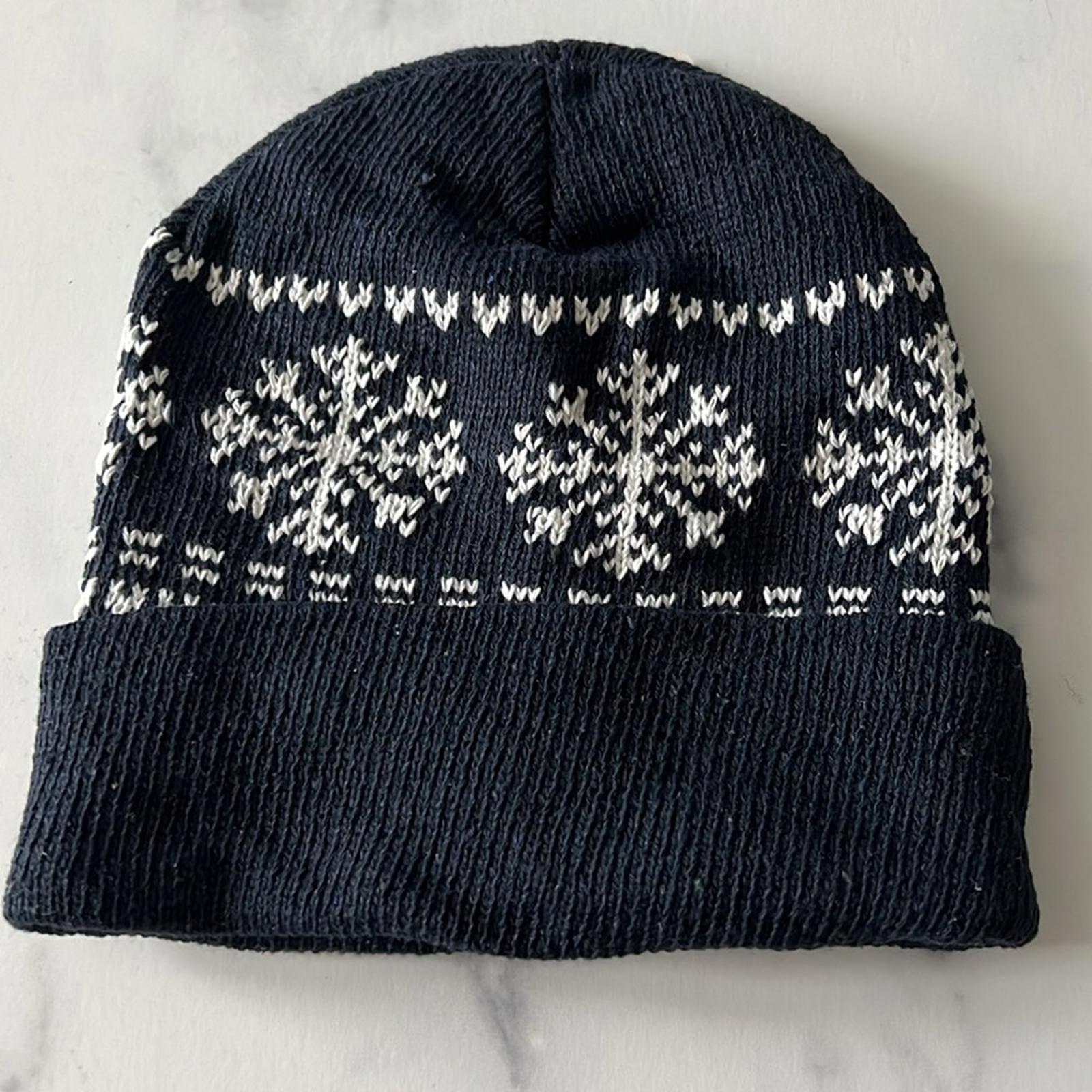 Men’s Insulated Hat, Knit Beanie, Navy & White One Size New w/Tag