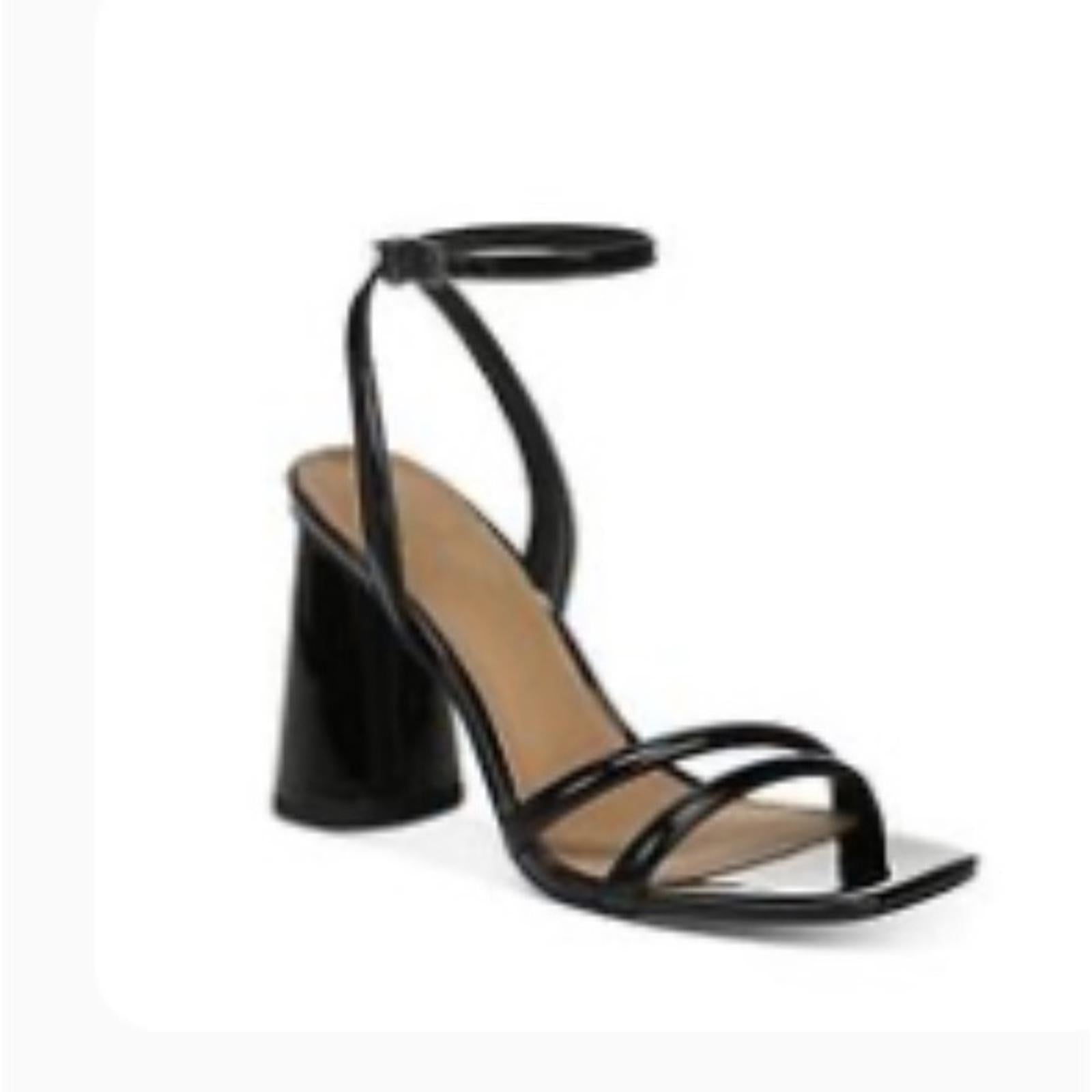 Sam Edelman Kia Block Heel Sandal Black Patent New in Box, Retail $140