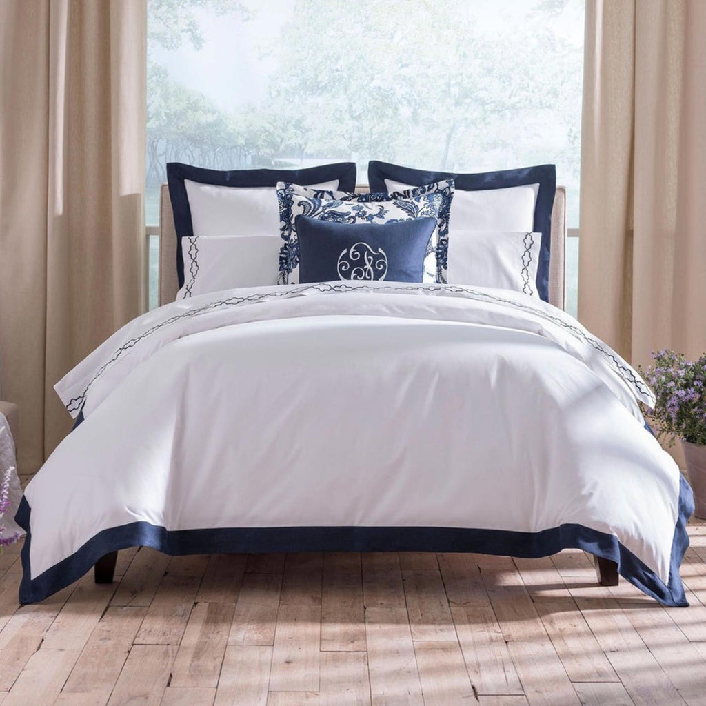 NWT Peacock Alley Mandalay Linen Cuff Duvet Cover, Queen New in Packaging