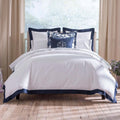 NWT Peacock Alley Mandalay Linen Cuff Duvet Cover, Queen New in Packaging