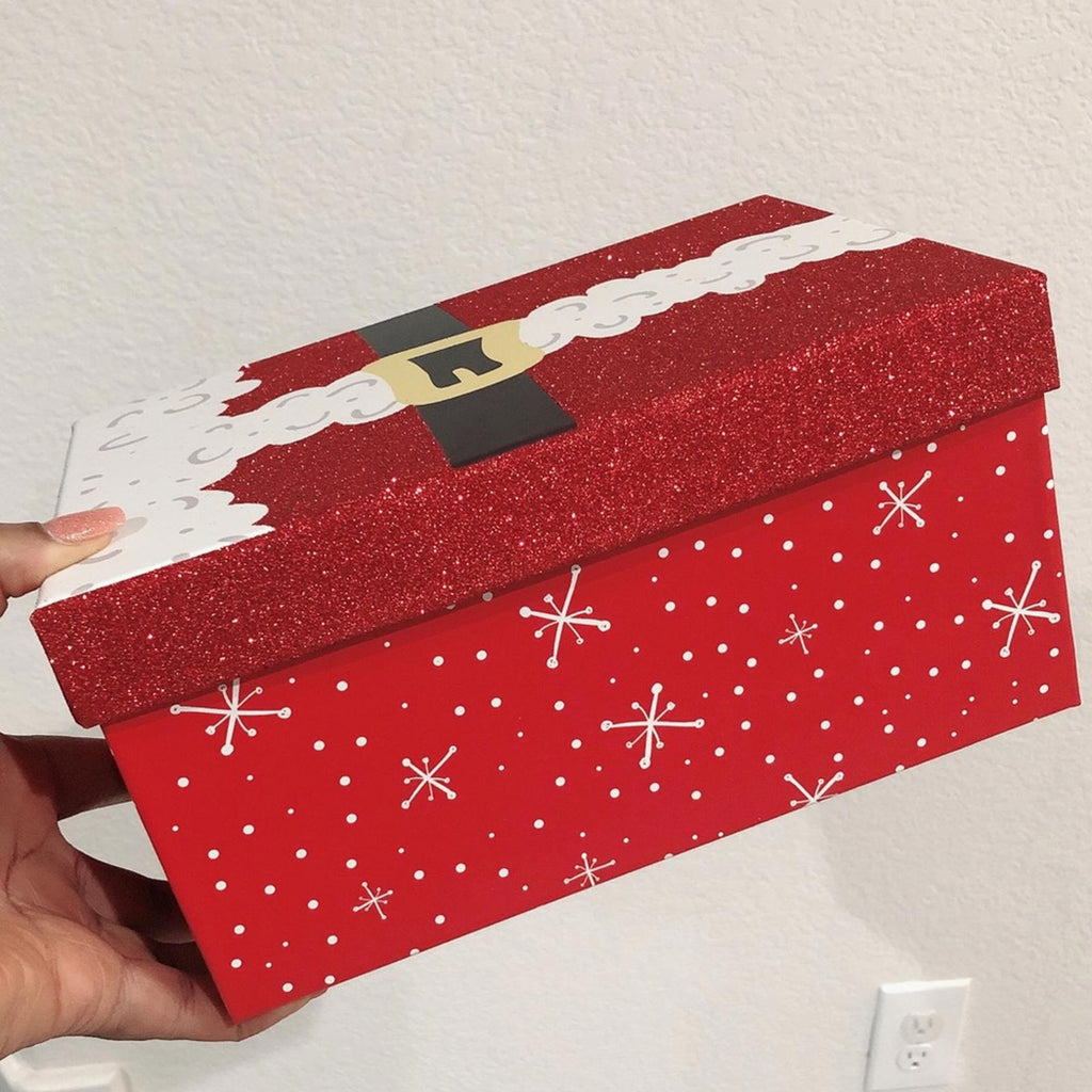 Gift Box Storage Holiday Christmas Santa Snowflake Large Size 11”X7.25”X5.25”