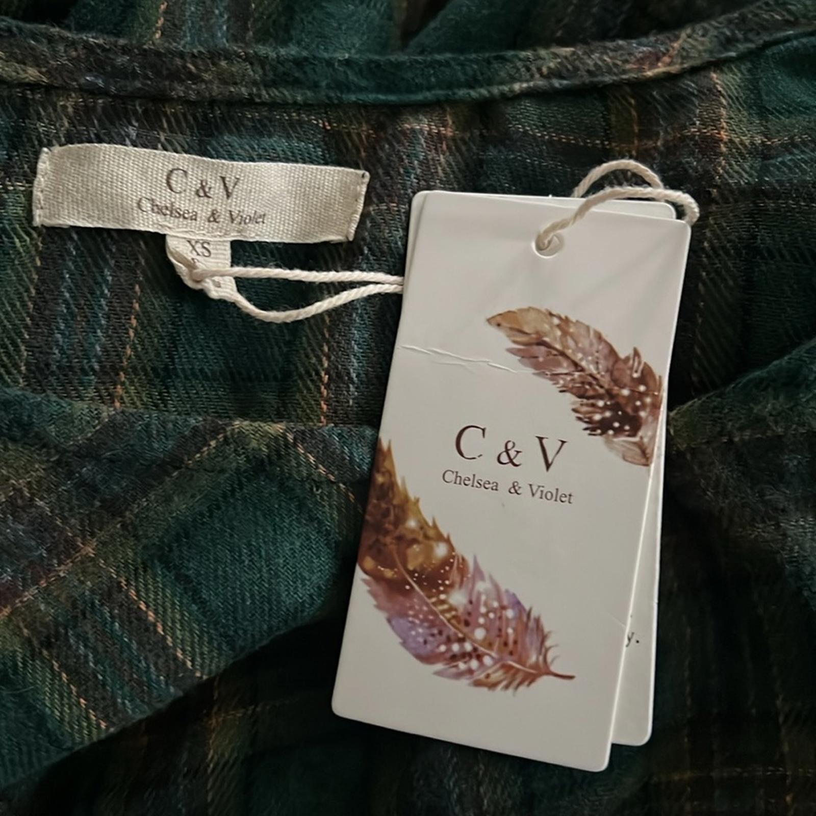 Chelsea & Violet Plaid Peplum Cropped Blouse in Olive, Size XS, New w/Tag