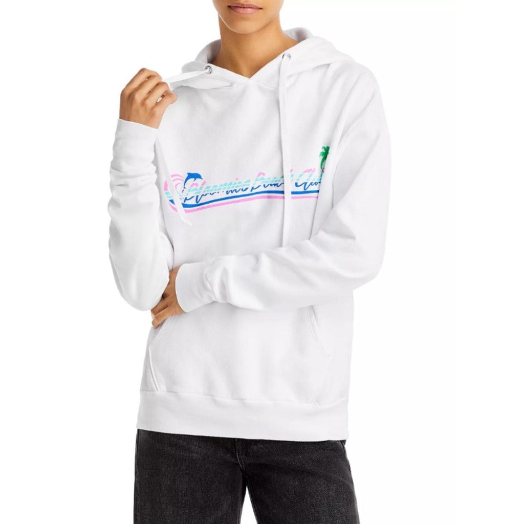 Bloomie's Unisex Beach Club Graphic Hoodie, White Supima Cotton Size L New w/Tag