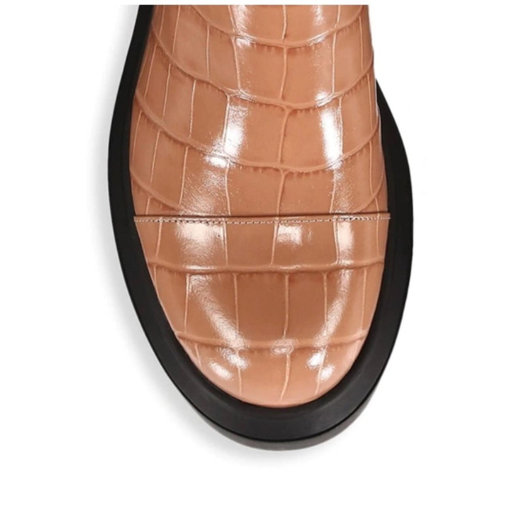 Stuart Weitzman Norah Chelsea Boots Tan Croc Leather Size 11C New +DustBag $595