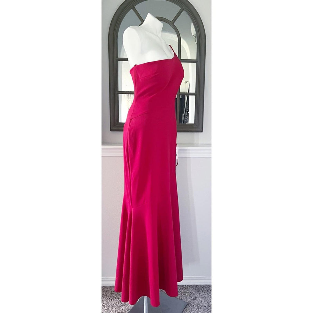 AQUA Scuba Crepe One-Shoulder Dress Bloomingdale’s Exclusive Size 12 NWT $258