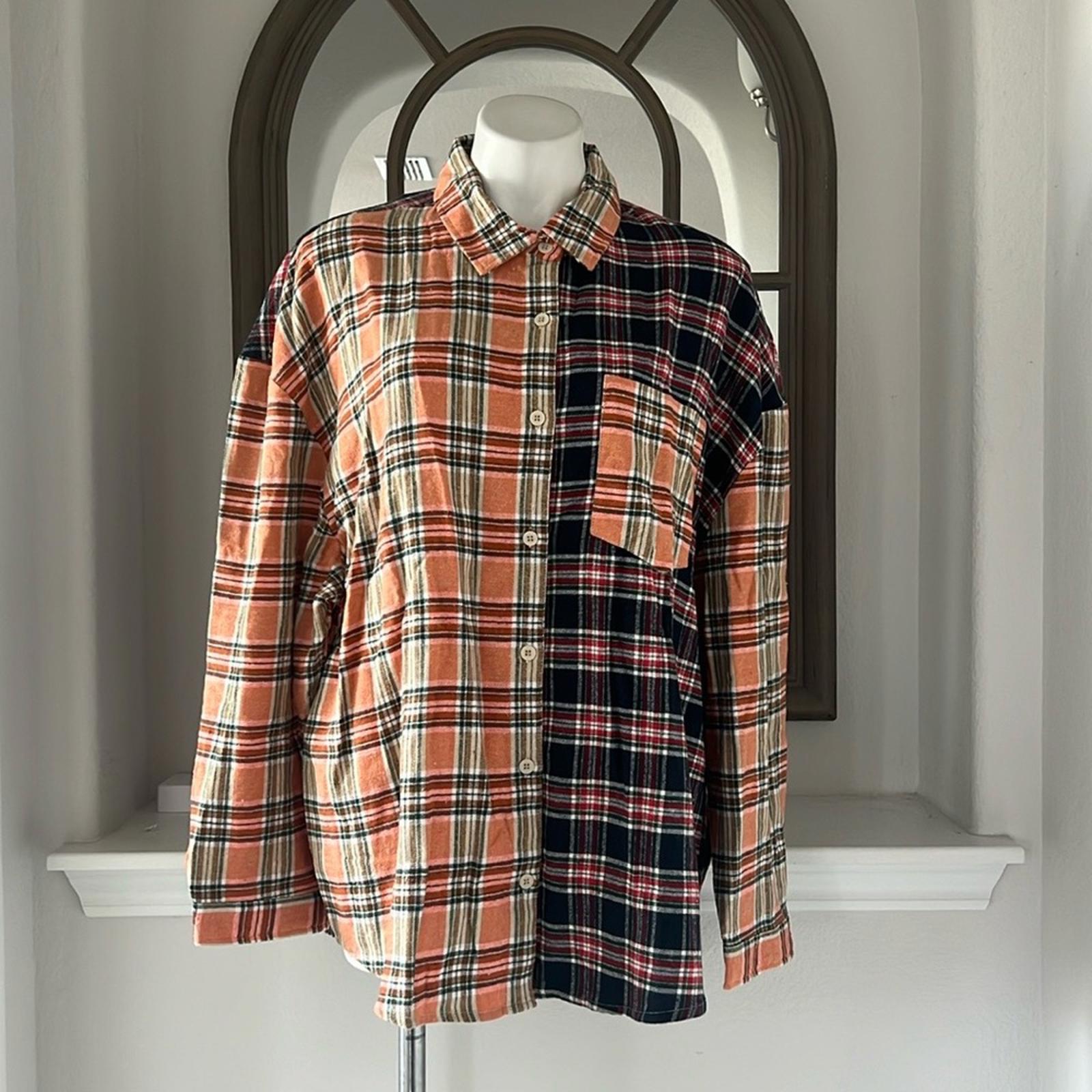New Look Plaid Button Front Shirt, Size 2X New w/Tag
