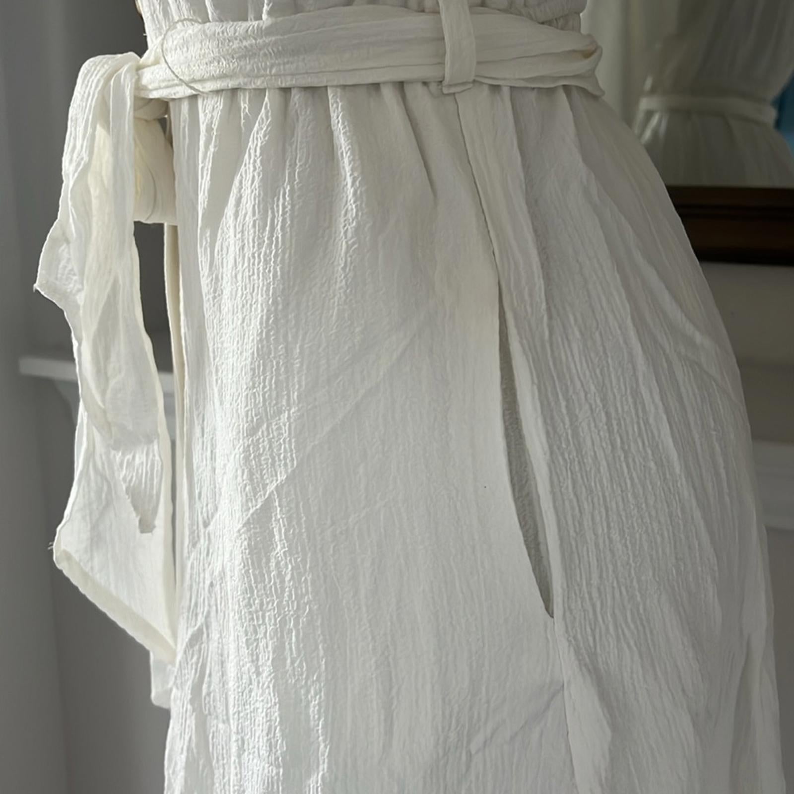 NEW Calvin Klein Button-Down Belted Shirtdress w/Pockets, White Size 2 NWT $134
