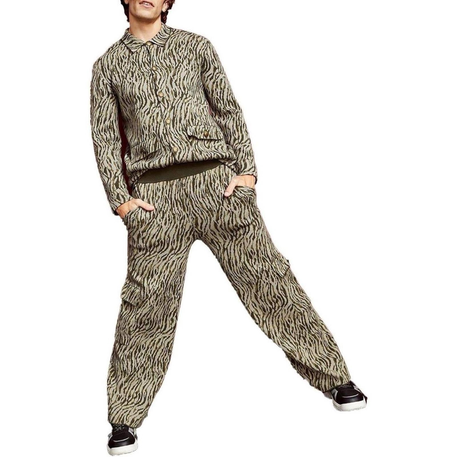 Royalty by Maluma Men's Flared Jacquard Sweater Cargo Pants, NEW, Size XXL