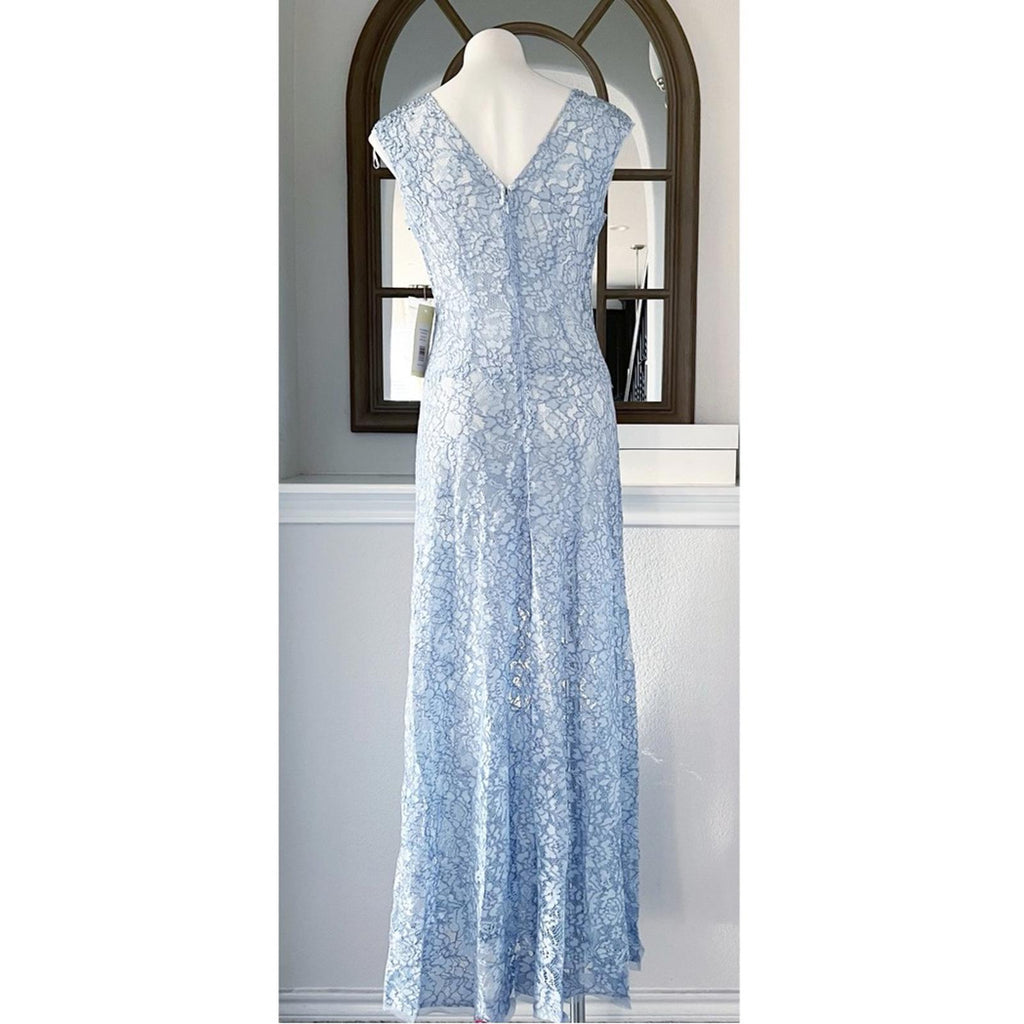 Mikael Aghal Sheer Lace Maxi Dress, Size 8 New w/Tag Retail ~ $495