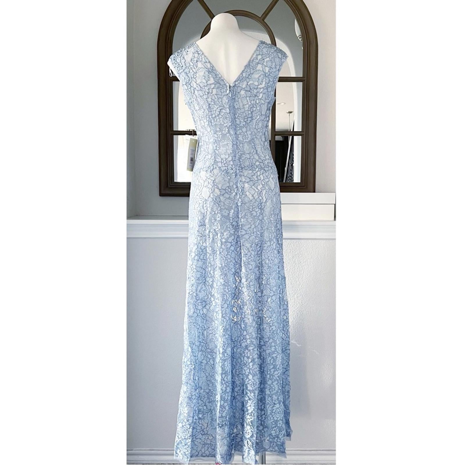 Mikael Aghal Sheer Lace Maxi Dress, Size 8 New w/Tag Retail ~ $495