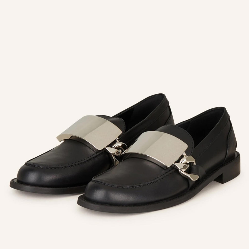 JW Anderson Logo-Engraved Leather Loafers in Black, Size 41 NEW in Box + DustBag