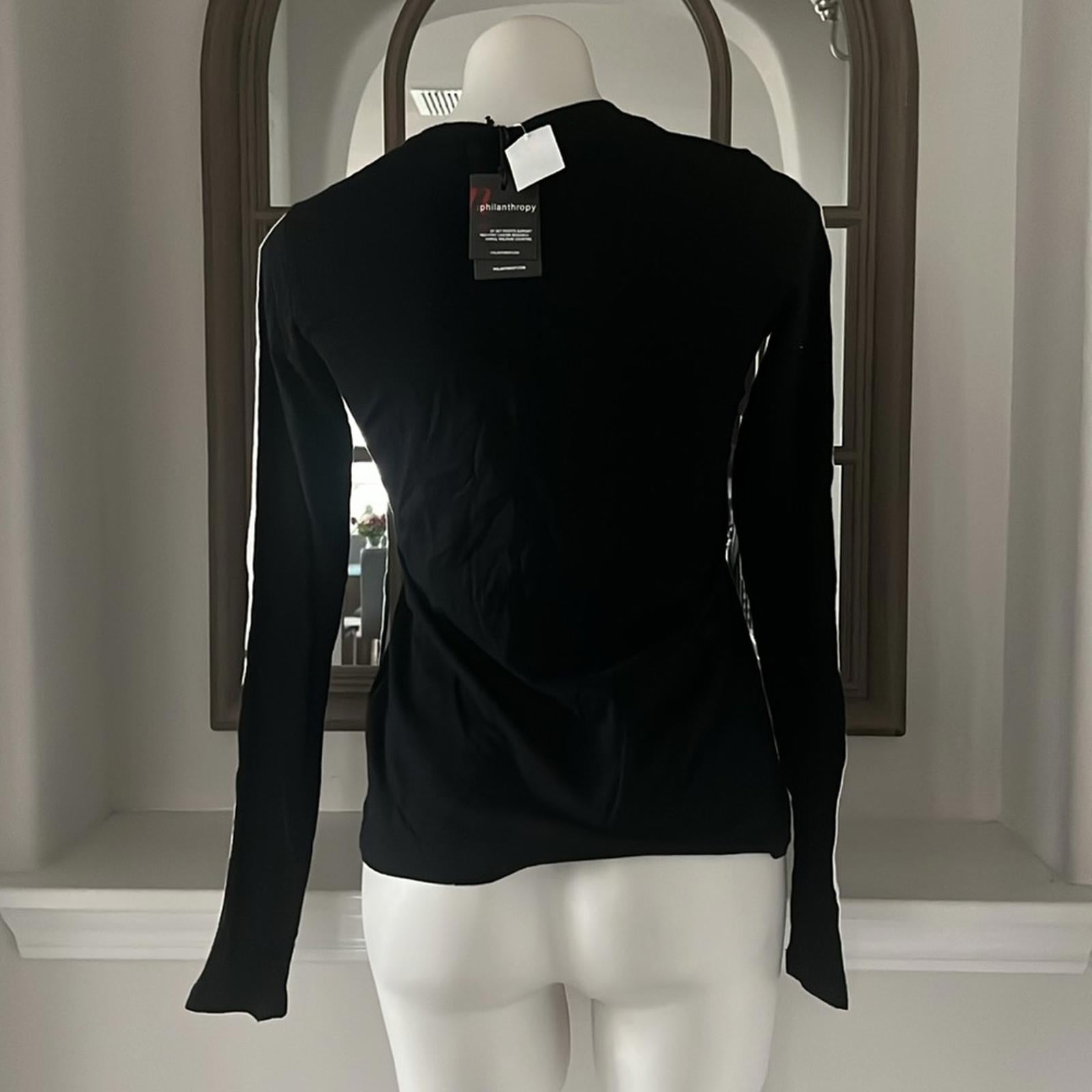 n:philanthropy Caia Striped-Sleeve Tee Long Sleeve, Size S New w/Tag