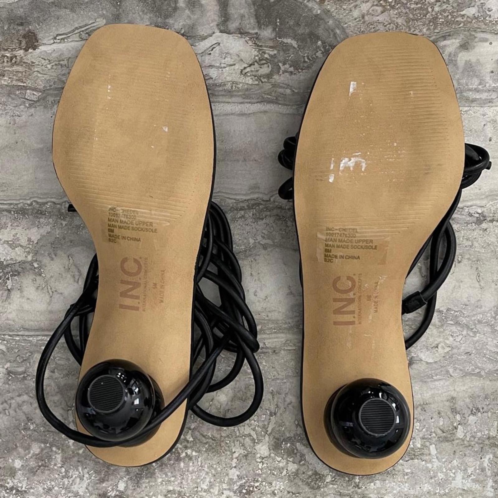 INC Chedel BLACK Lace-Up Ankle-T Sandals, Size 6 New in Box $79.50
