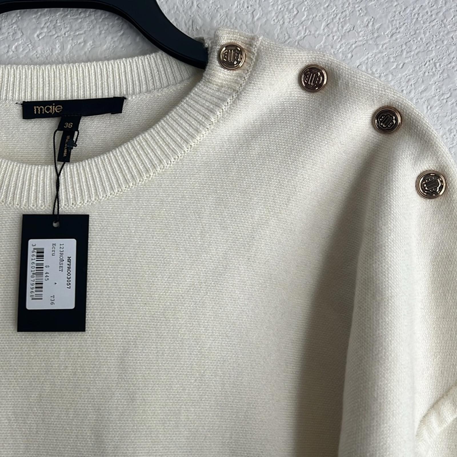 Maje Balloon Sleeve Sweater Dress in Ecru/Cream, Women’s Size EU36 NWT