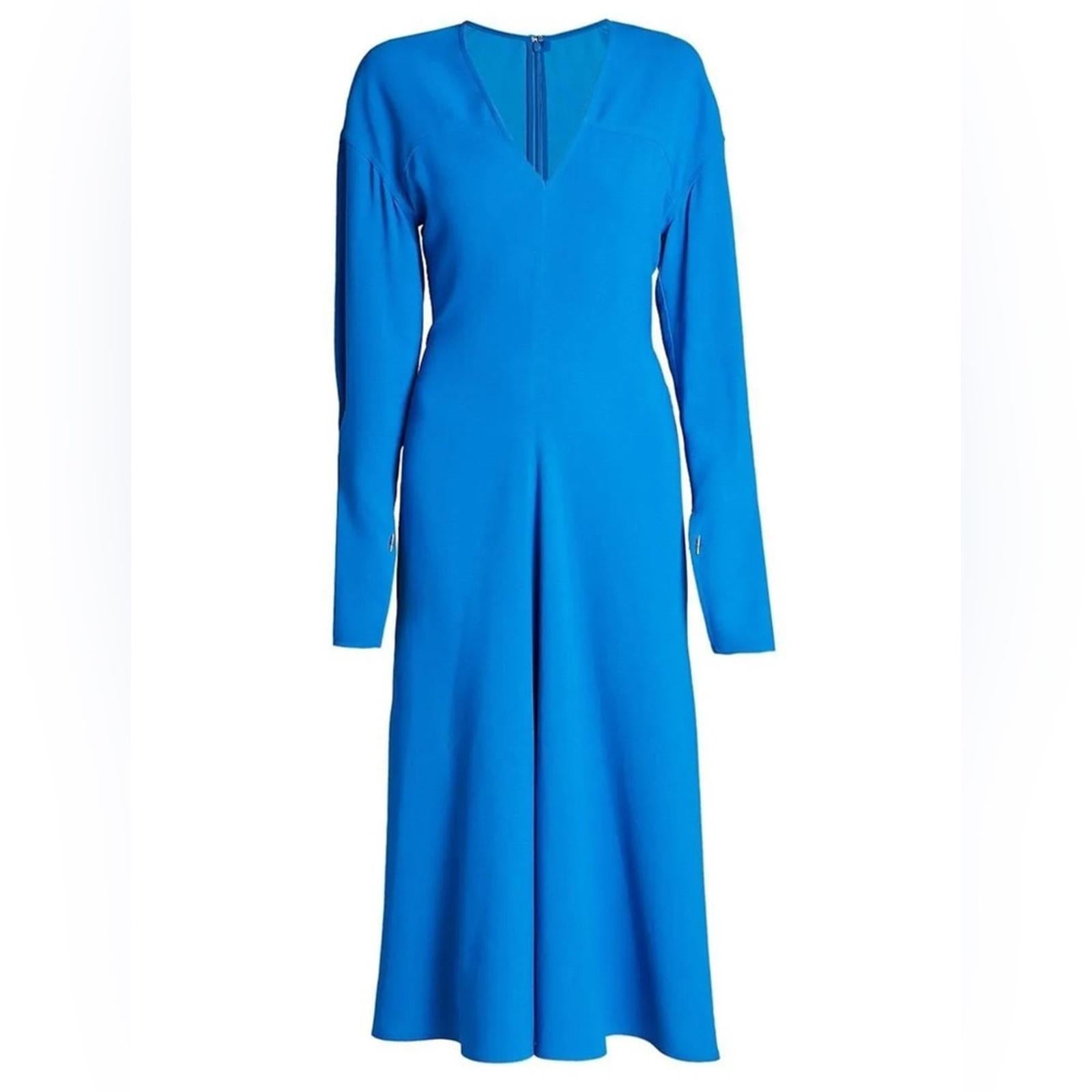 Victoria Beckham Cady Fit & Flare Midi Dress in Blue, NWT, Size 2 Retail $1,250