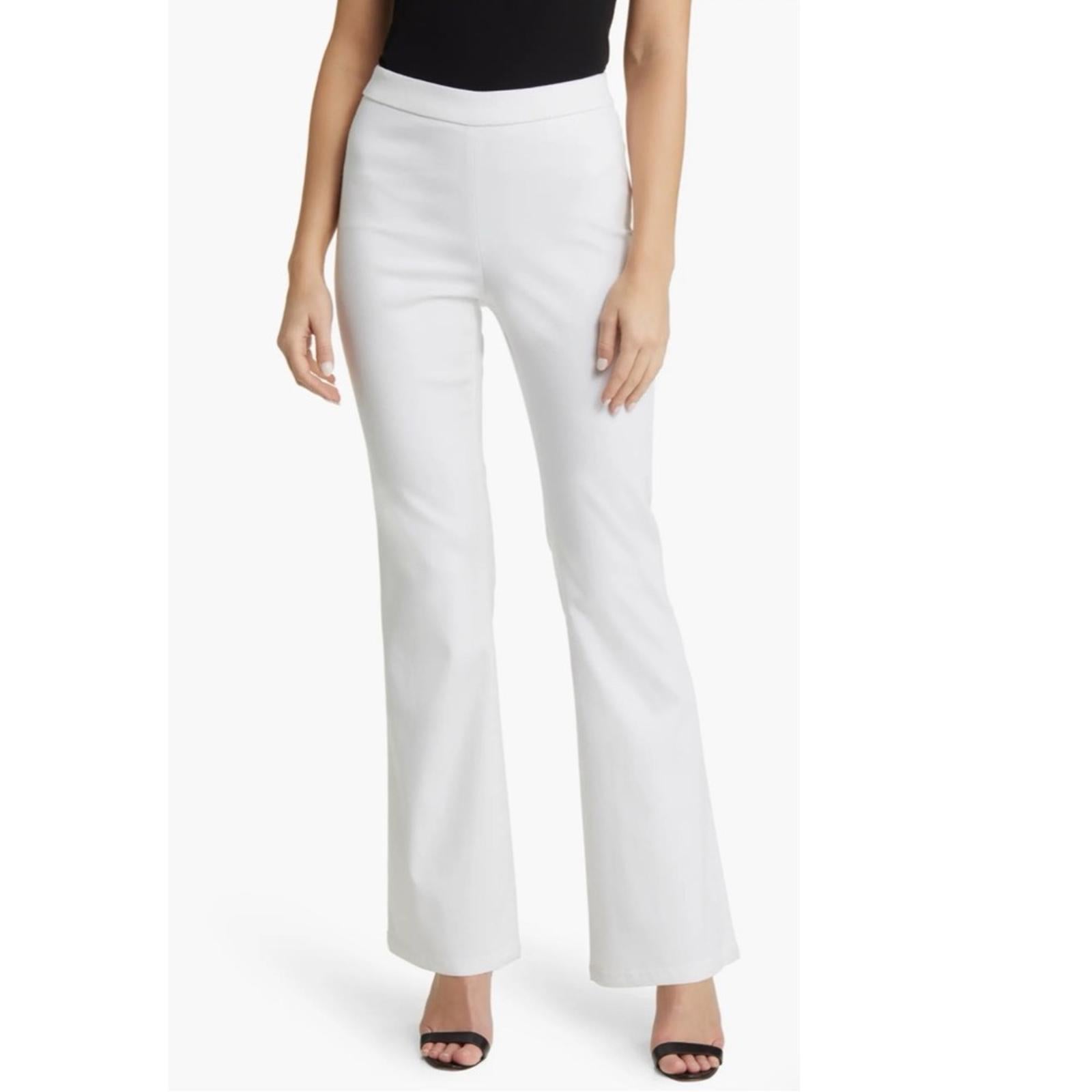 Anne Klein Pull-On High Waist Slim Flare Jeans in White, Size 2 New w/Tag $99