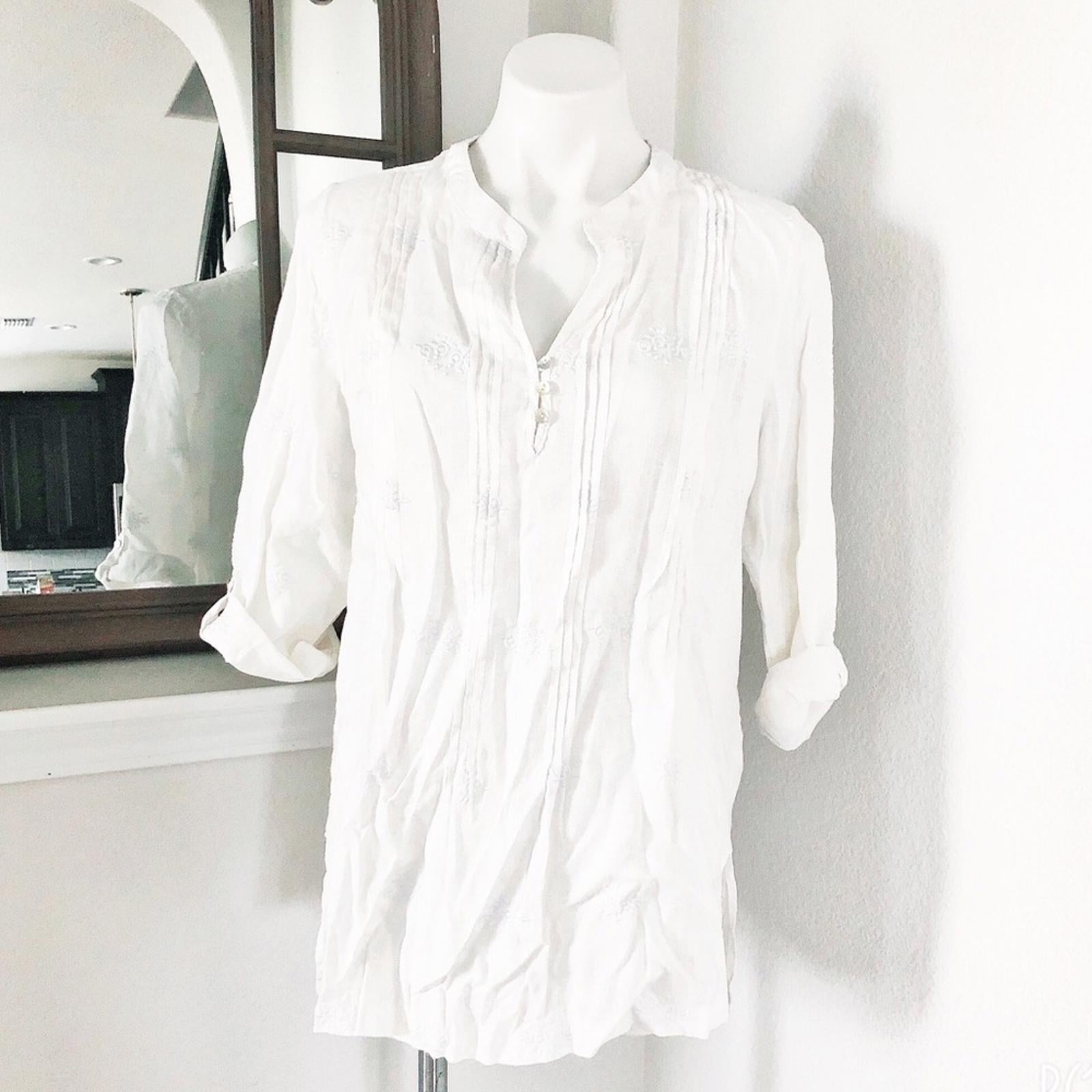 Anthropologie’s Cynthia Rowley Linen Shirt Tunic in White, Size L