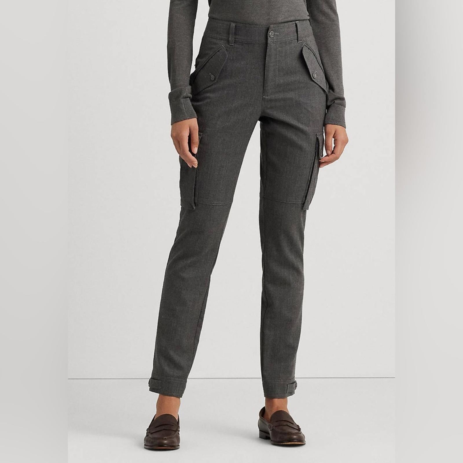 Lauren Ralph Lauren Wool Twill Cargo Pants in Grey, Size 8 New w/Tag $245