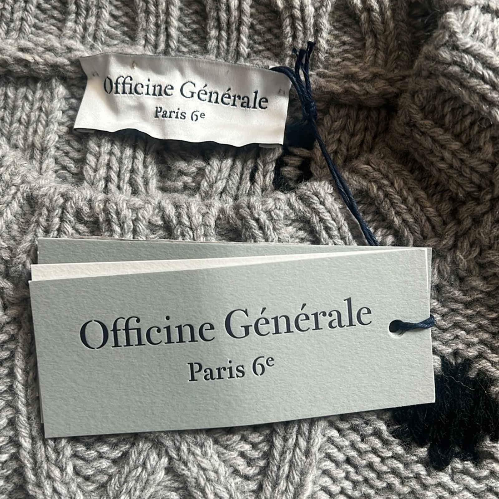 Officine Générale Marco Cable Knit Intarsia Sweater, Size S, NEW (Made in Italy)