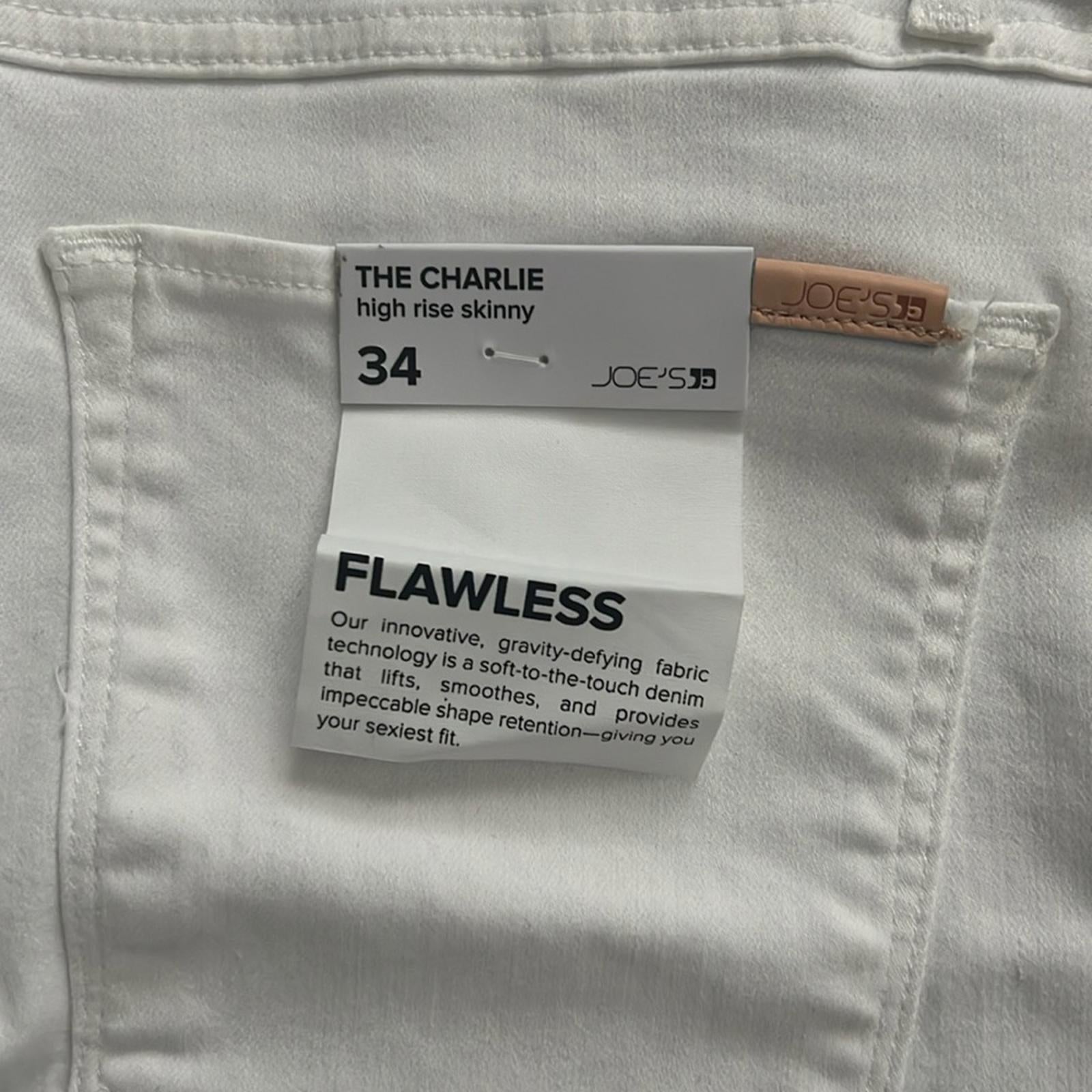 JOE’S The Charlie High Rise Skinny Jeans, White, Size 34 New w/Tag