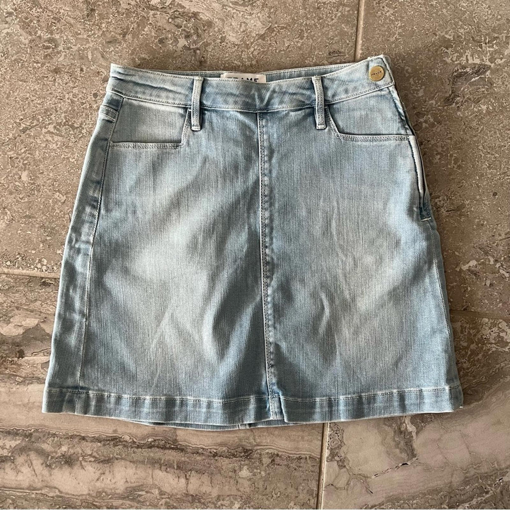 Frame Barrington Mini Skirt in Faded Blue, Size 25 / Small, Retail $215