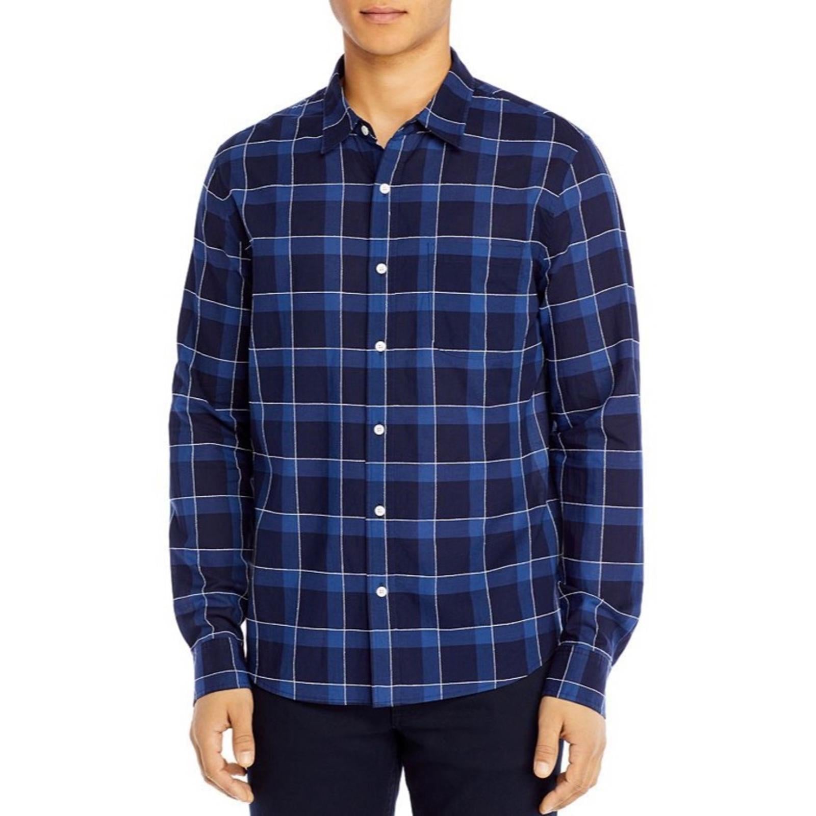 FRAME Cotton Ultra-Lightweight Windowpane Plaid Button-Up Shirt Size L New w/Tag