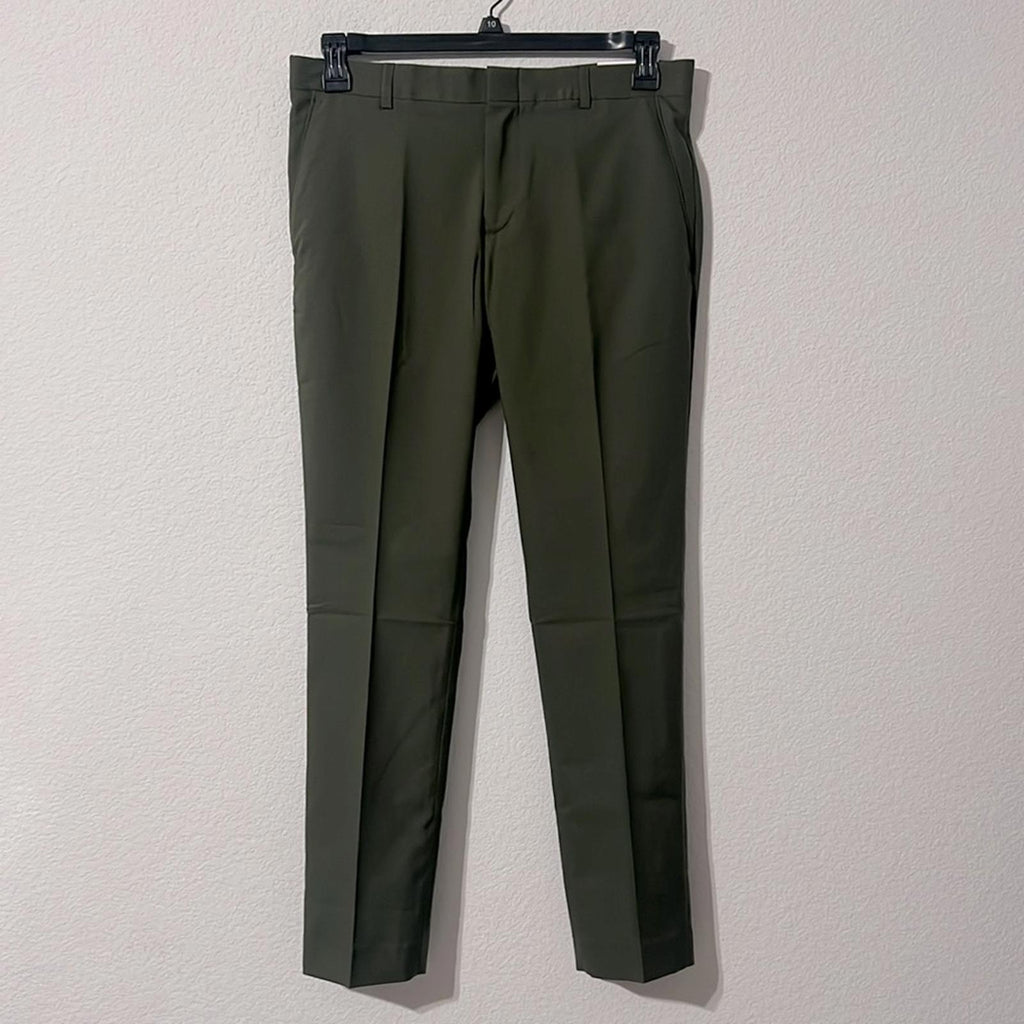 Perry Ellis Men’s Skinny Fit Lightweight Dress Pants in Olive Green, Size 32x29