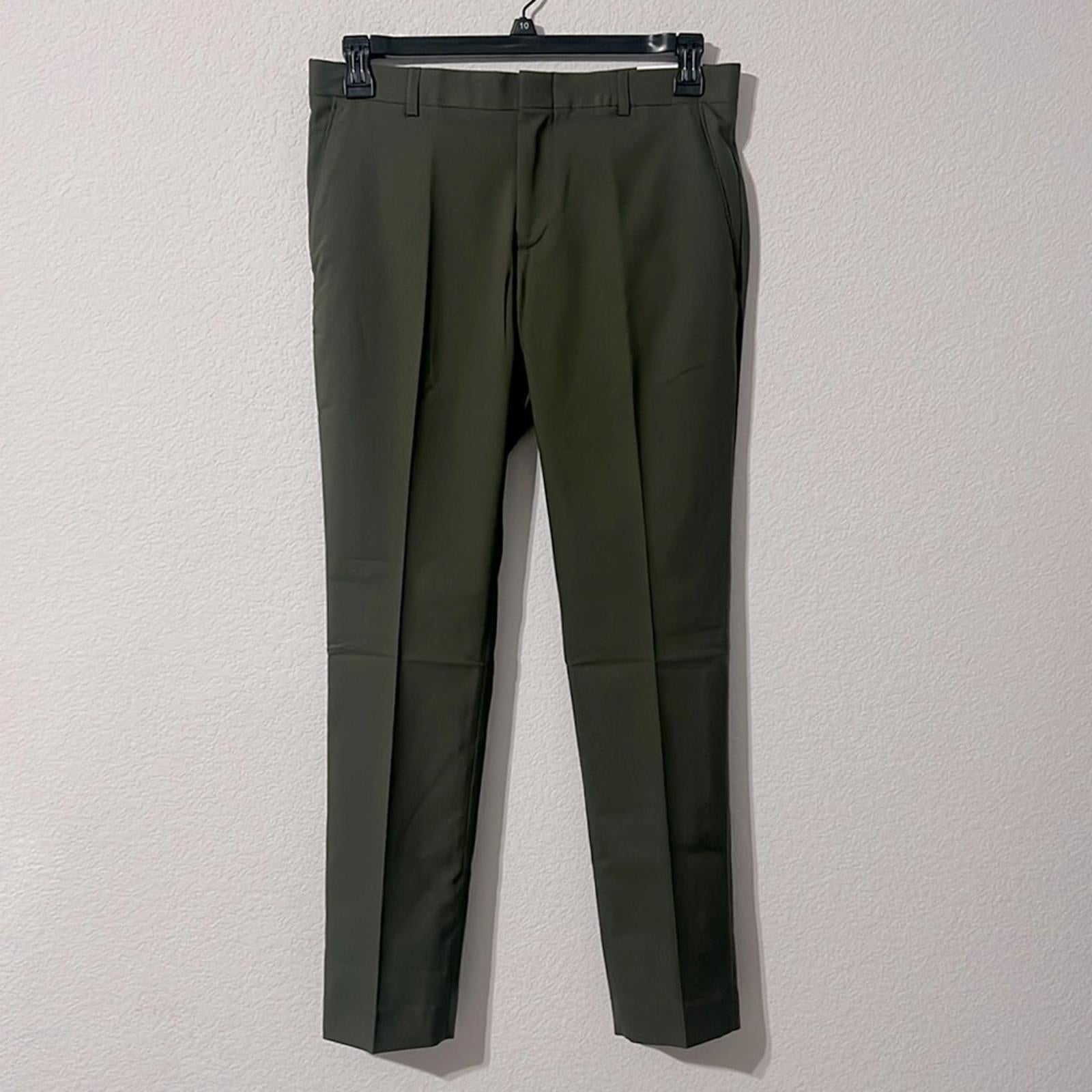 Perry Ellis Men’s Skinny Fit Lightweight Dress Pants in Olive Green, Size 32x29