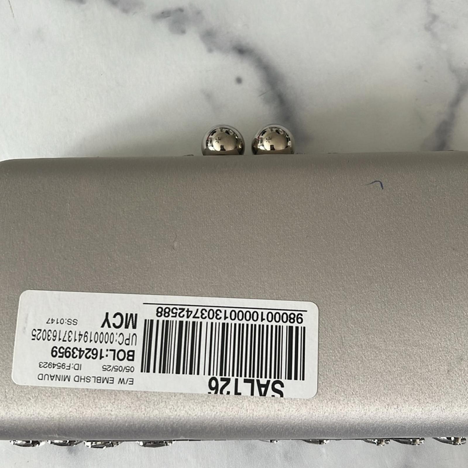 I.N.C. East West Embellished Small Minaudiere in Silver Metallic, NWT