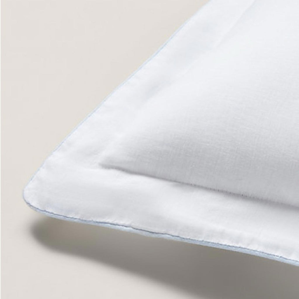 Ralph Lauren RL Linen Contrast Euro Sham in White/Sky New w/Tag $185