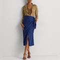 Lauren Ralph Lauren Linen Wrap Midi Skirt in Indigo Sail, Size 4 New w/Tag