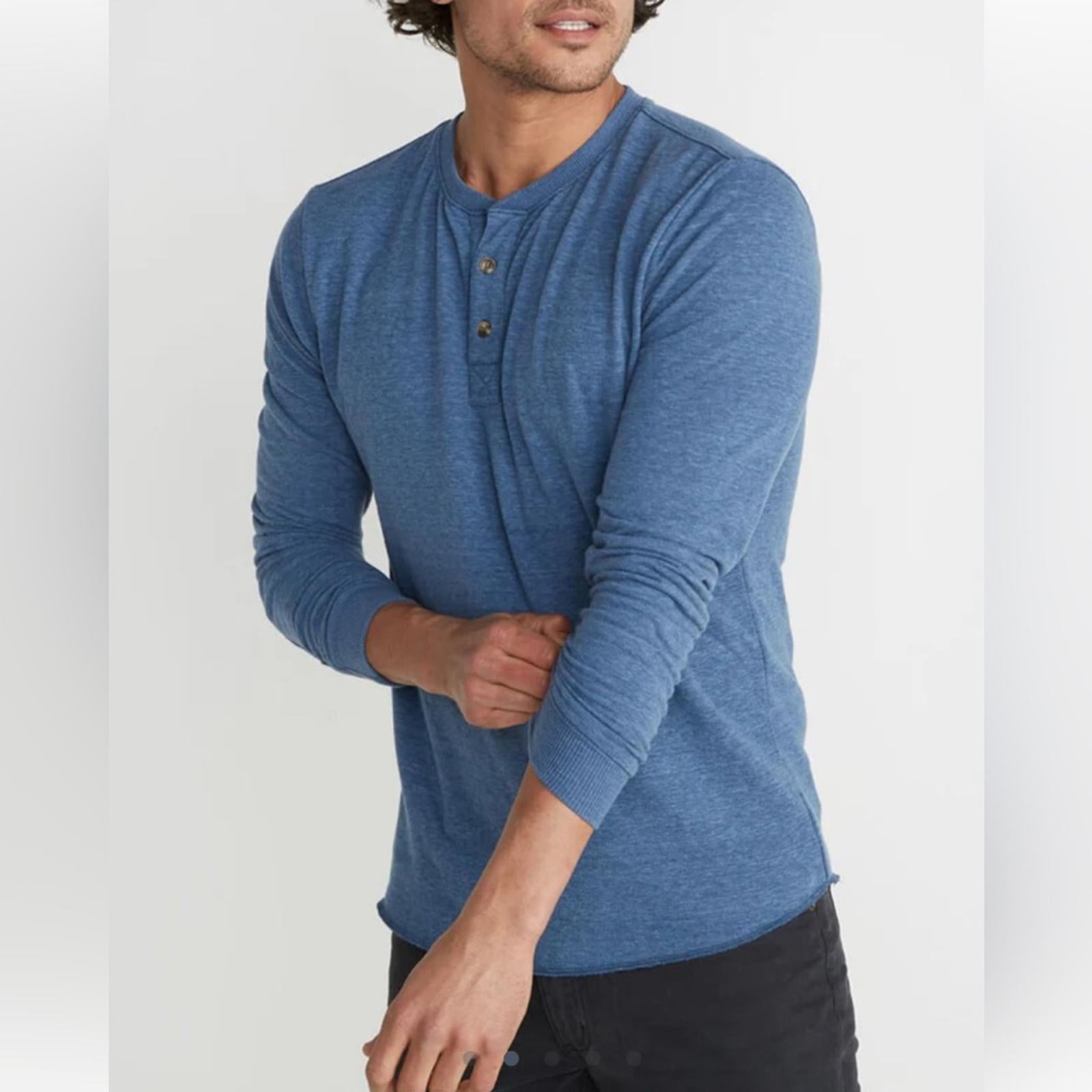 NEW Marine Layer Double Knit Henley, Blue Size Medium New w/o Tag $78 SOLD OUT!