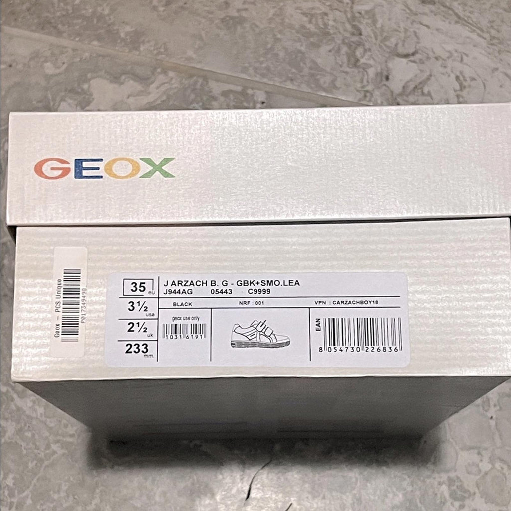 Geox Boys' J Arzach Boy G Trainers in Black, Size 3.5, NEW in Box