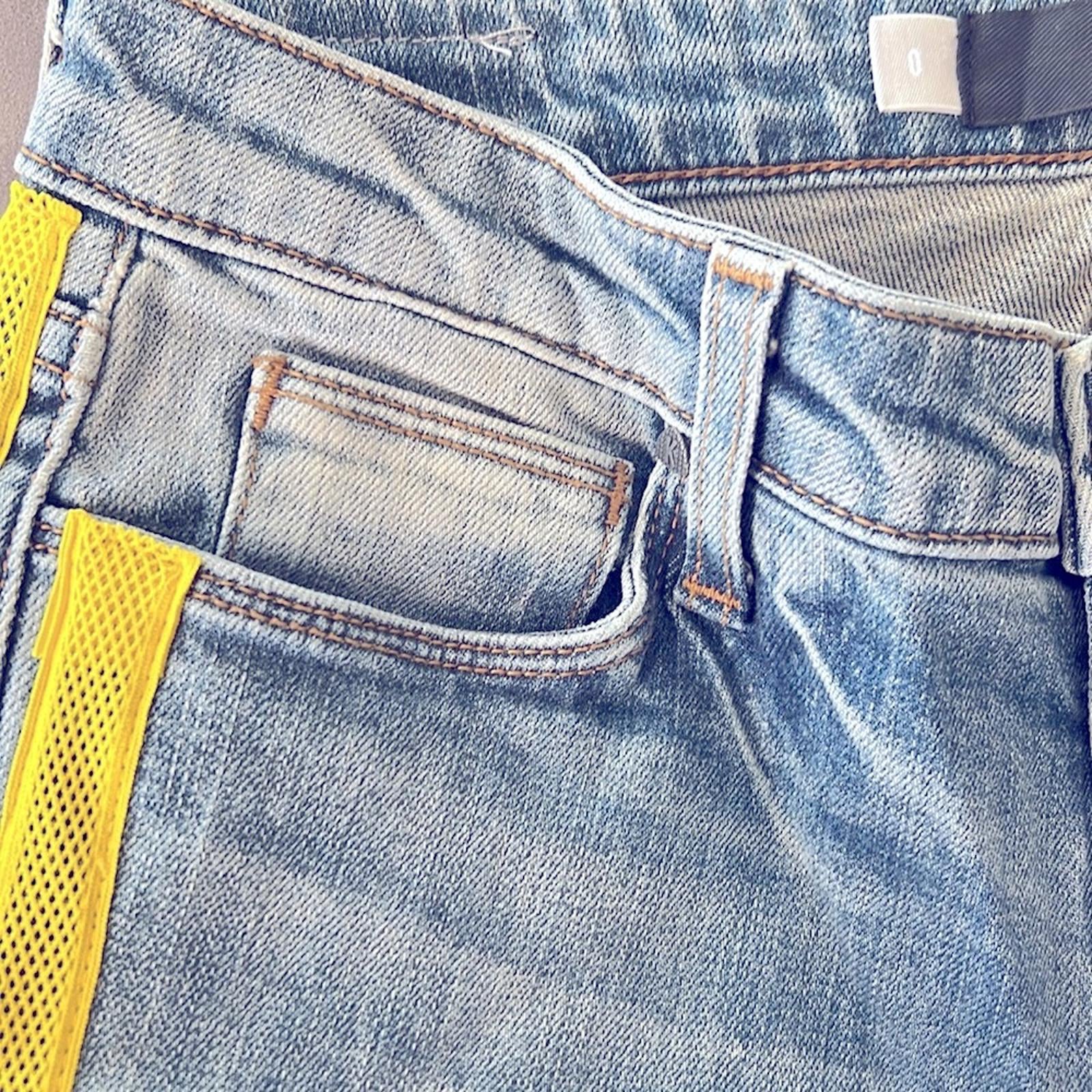 KUT from the Kloth Reese Yellow Stripe Ankle Straight Leg Jeans Size 0 New w/Tag