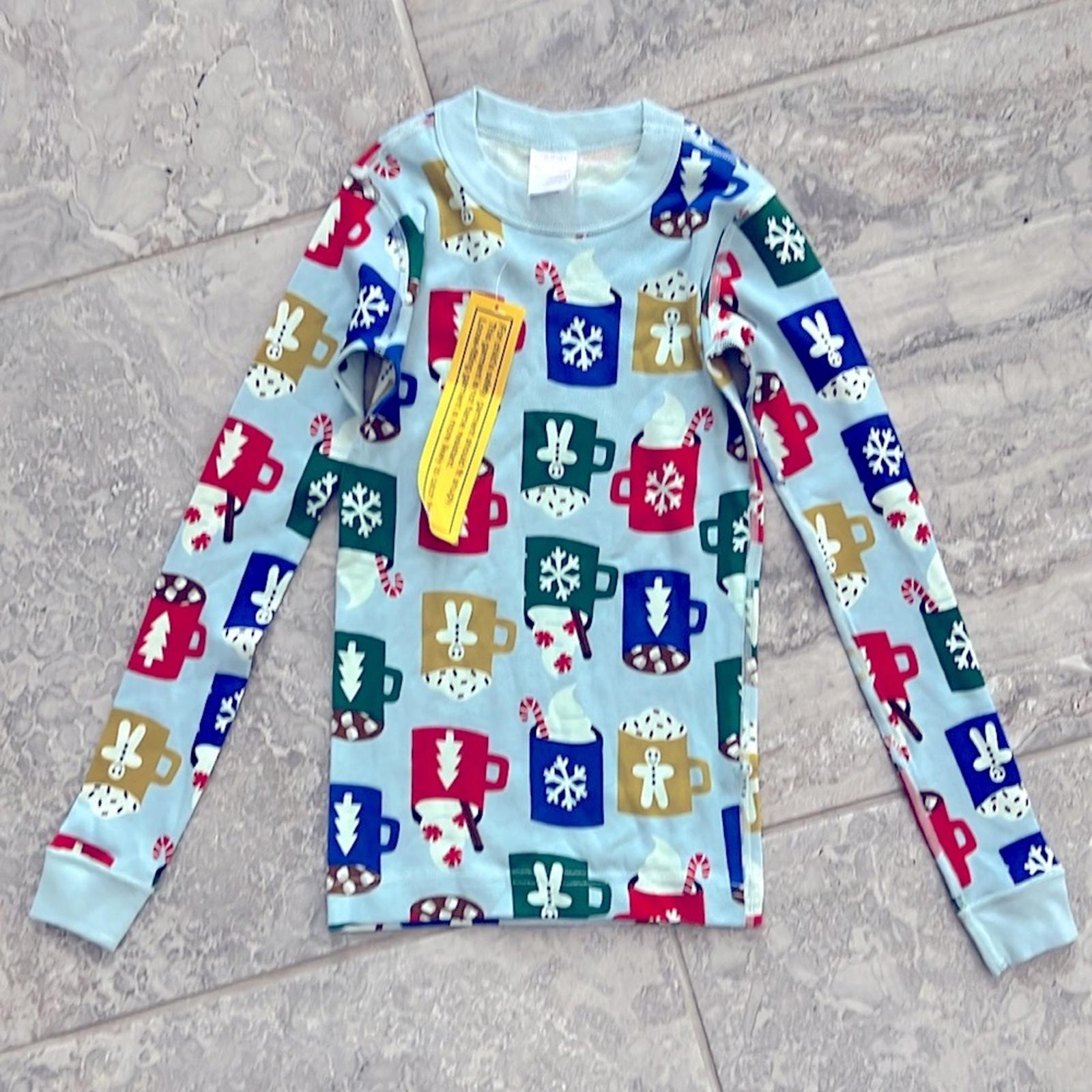 Hanna Anderson Long John Pajama Set, Holiday Cozy Cocoa Cups Size 8 New w/Tag