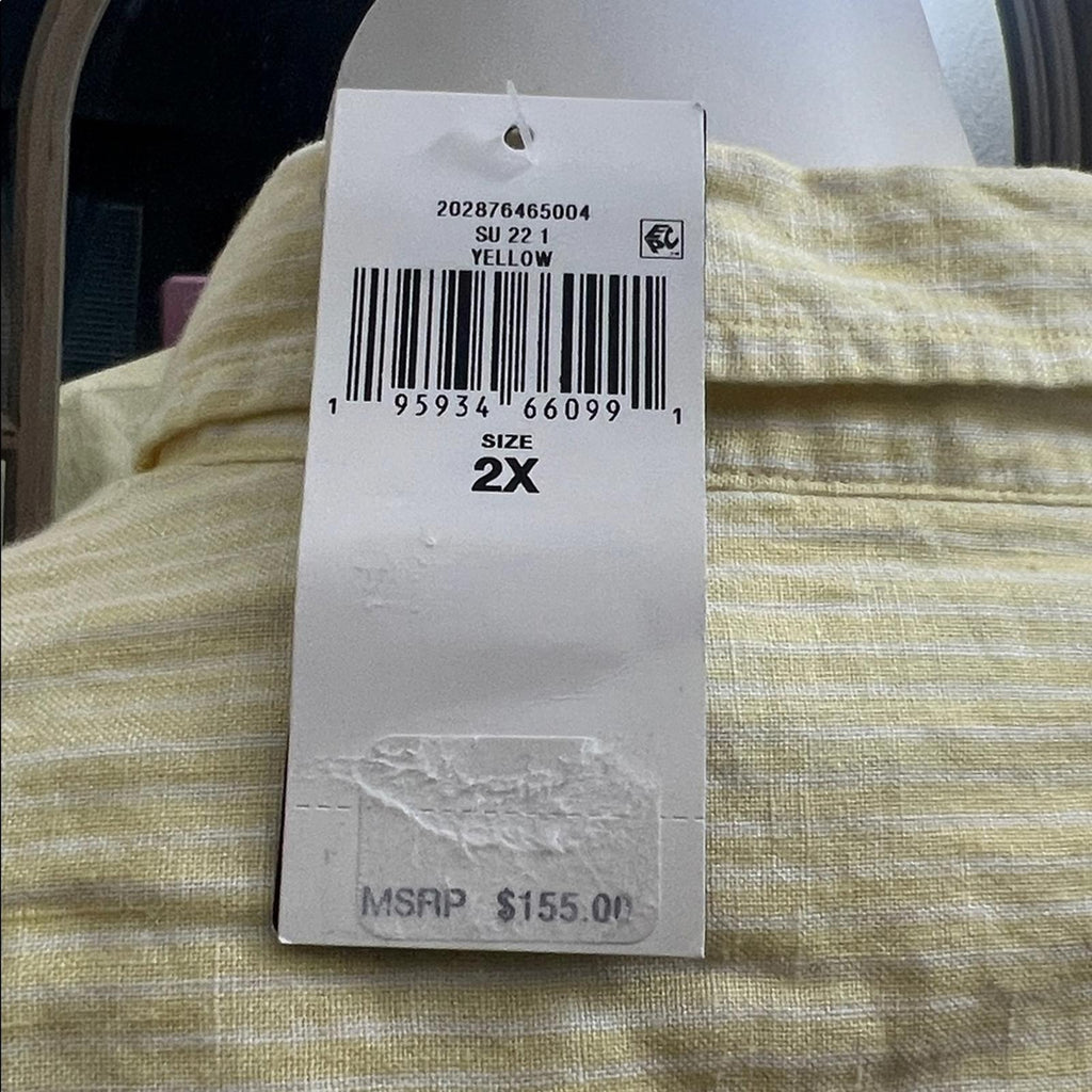 Lauren Ralph Lauren Linen Belted Tunic Blouse in Yellow, Plus Size 2X NEW