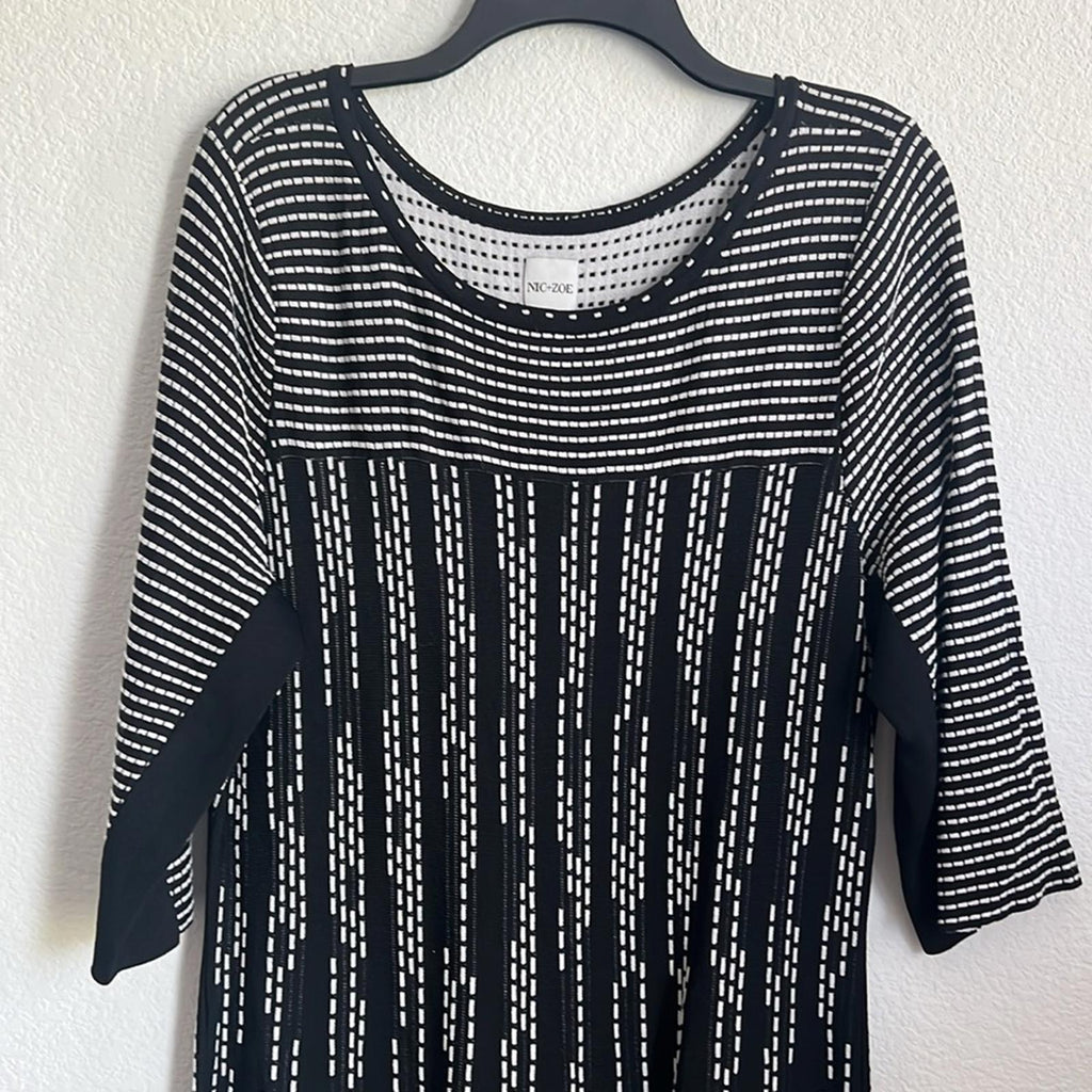 NIC+ZOE Dashing Out Twirl Dress in Black & White, Size XL, Retail $238