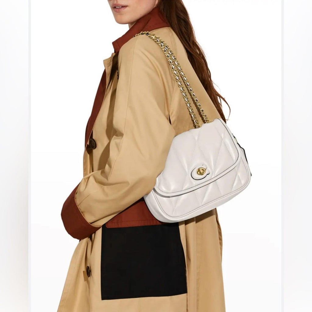 Coach Quilted Pillow Madison Shoulder Bag in Chalk/White