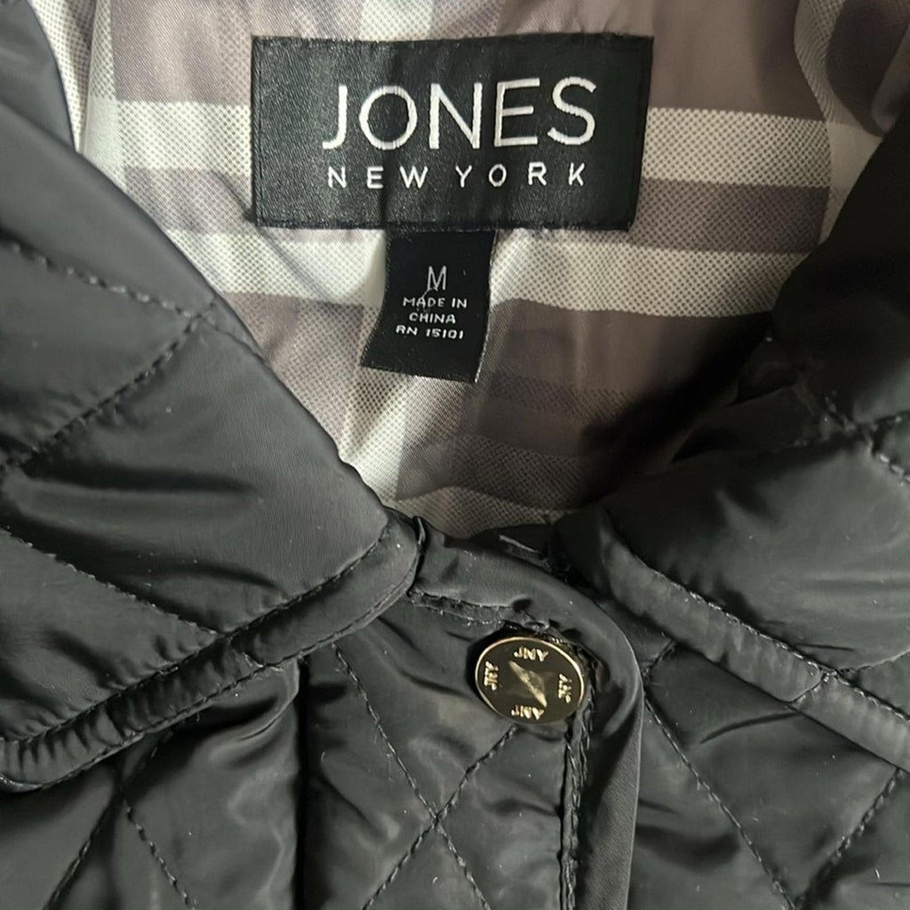 Jones New York 5-Button Quilted Jacket in Black, Size M EXCELLENT!