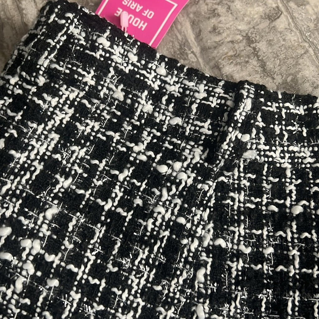 House of Aris 2-Piece Tweed Blazer & Skirt in Black & White, Size XS New w/Tag