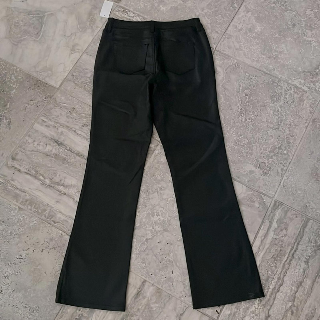 Anthropologie’s Sanctuary Birdy Twill Coated Flare Pants in Black, Size 32 NWT